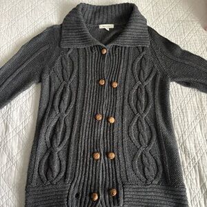 Merona Charcoal Cable Knit Double-Breasted Cardigan